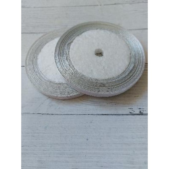 Лента атласная однотонная 0,6 см*25 ярдов цв. светло-серый, цена за катушку